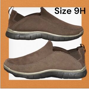 Lands End Loafer Mens 9H Brown Suede Leather Slip On Comfort Shoe